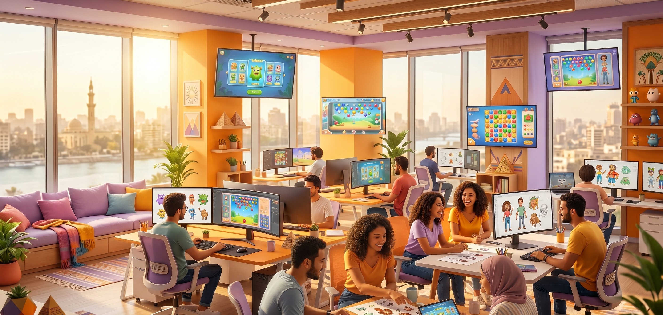 Bright Zentomirex workspace with mobile game sketches